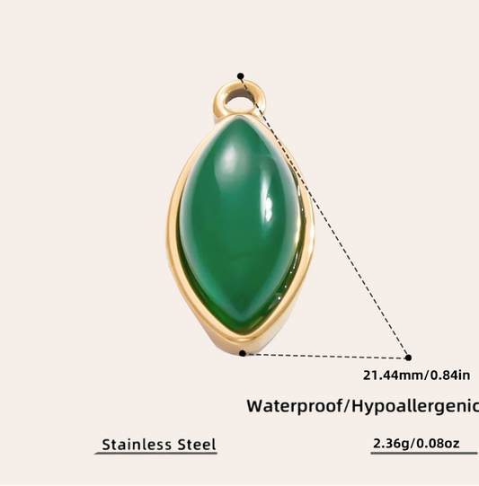 Teardrop charm with green stone
