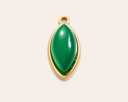 Teardrop charm with green stone