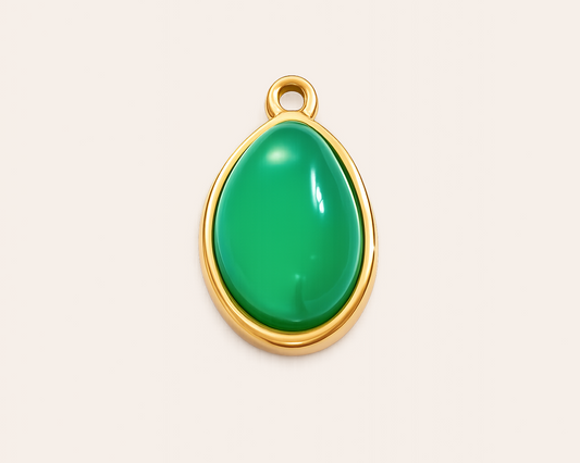 Teardrop charm with green stone