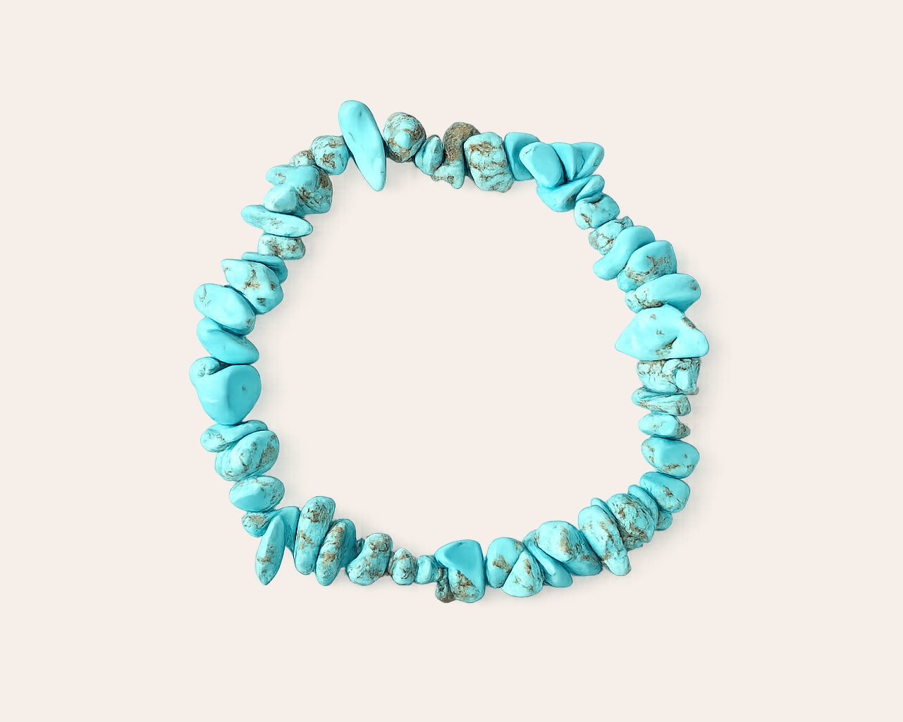 Turquoise Naturstein Perlenarmband – Elastisches Armband aus Edelstein-Chips