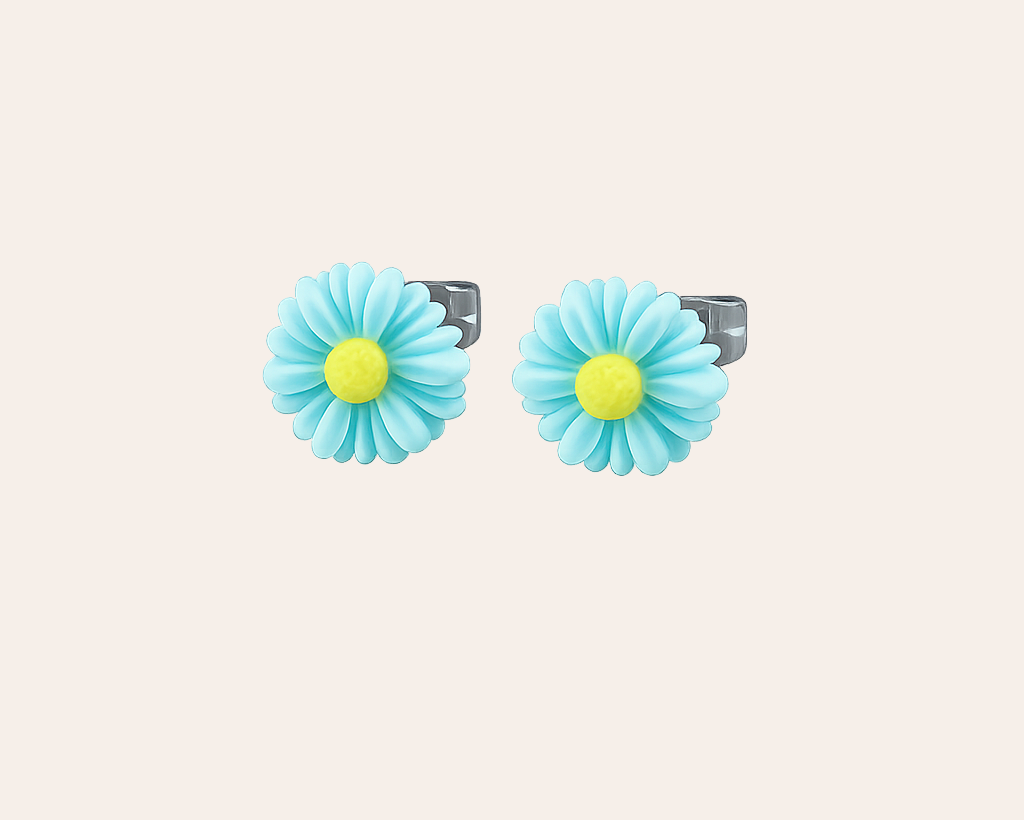 Schmucku – Blumen Ohrstecker aus 304 Edelstahl mit Harz- Turquoise| Wasserfest & Hautfreundlich