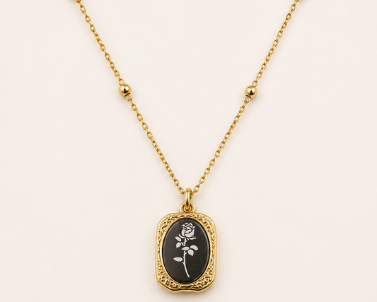 Vintage Halskette mit kleiner Spiegel-Rose