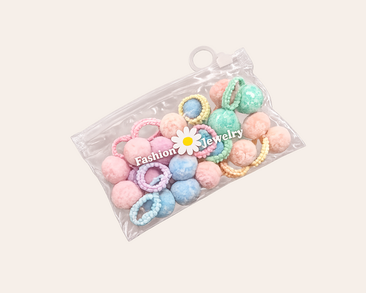 Schmucku Minis – Bunte Haarball-Haargummis für Mädchen (20er-Set)