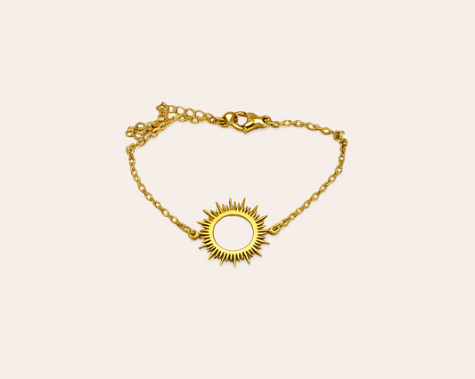 Edelstahl Armband mit Sonnenkreis – Boho Charm Armband für Damen