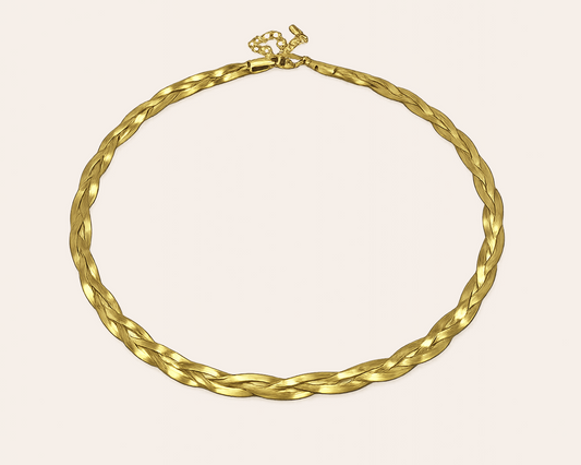 Modern stainless steel snake-style necklace – gold color