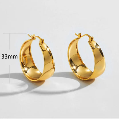 Creolen aus Edelstahl 304 – Vergoldete Reifohrringe für Damen (33 mm)
