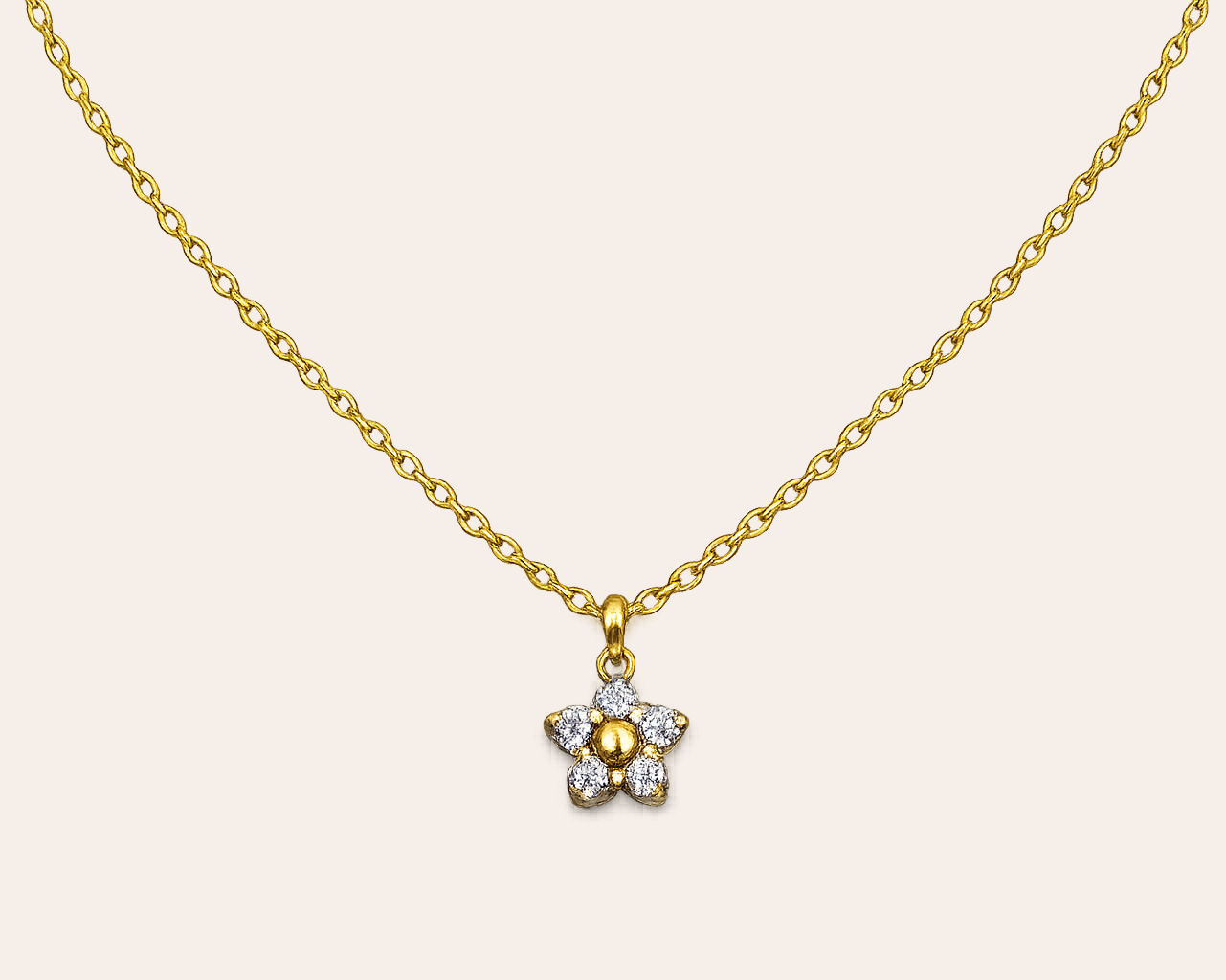 Edelstahl-Halskette mit Blumenanhänger – Goldfarben