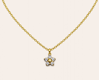 Edelstahl-Halskette mit Blumenanhänger – Goldfarben