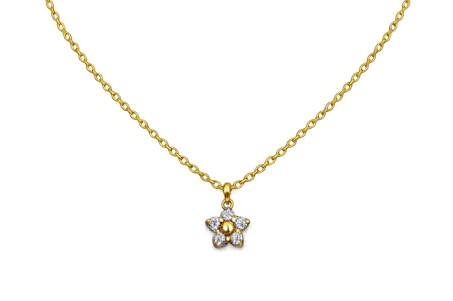 Edelstahl-Halskette mit Blumenanhänger – Goldfarben