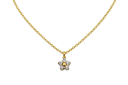 Edelstahl-Halskette mit Blumenanhänger – Goldfarben
