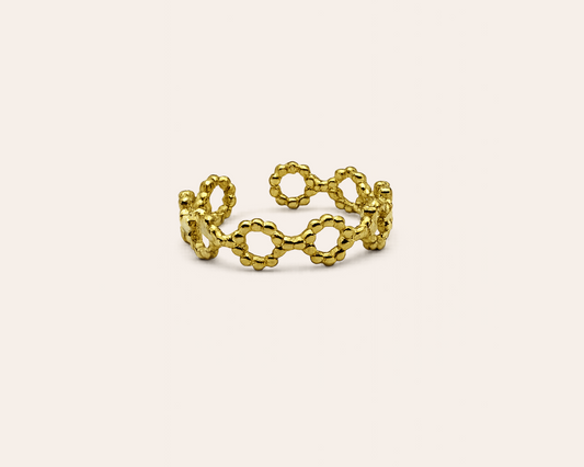 🌼 Goldfarbener Ring mit Blumenmuster