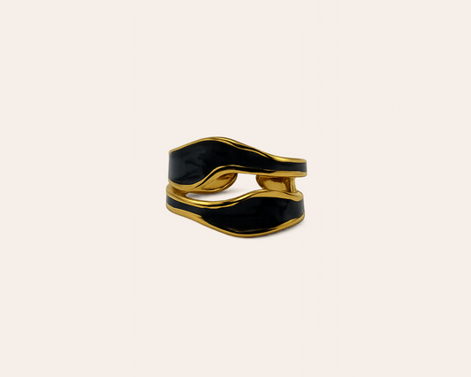 Wasserfester offener Ring: Schwarz Edelstahl 304