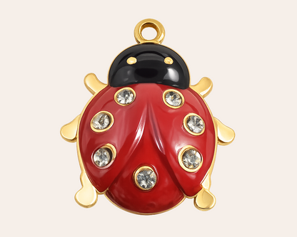 Waterproof: Ladybug charm with rhinestones