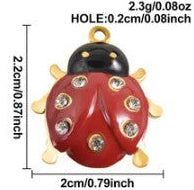 Waterproof: Ladybug charm with rhinestones