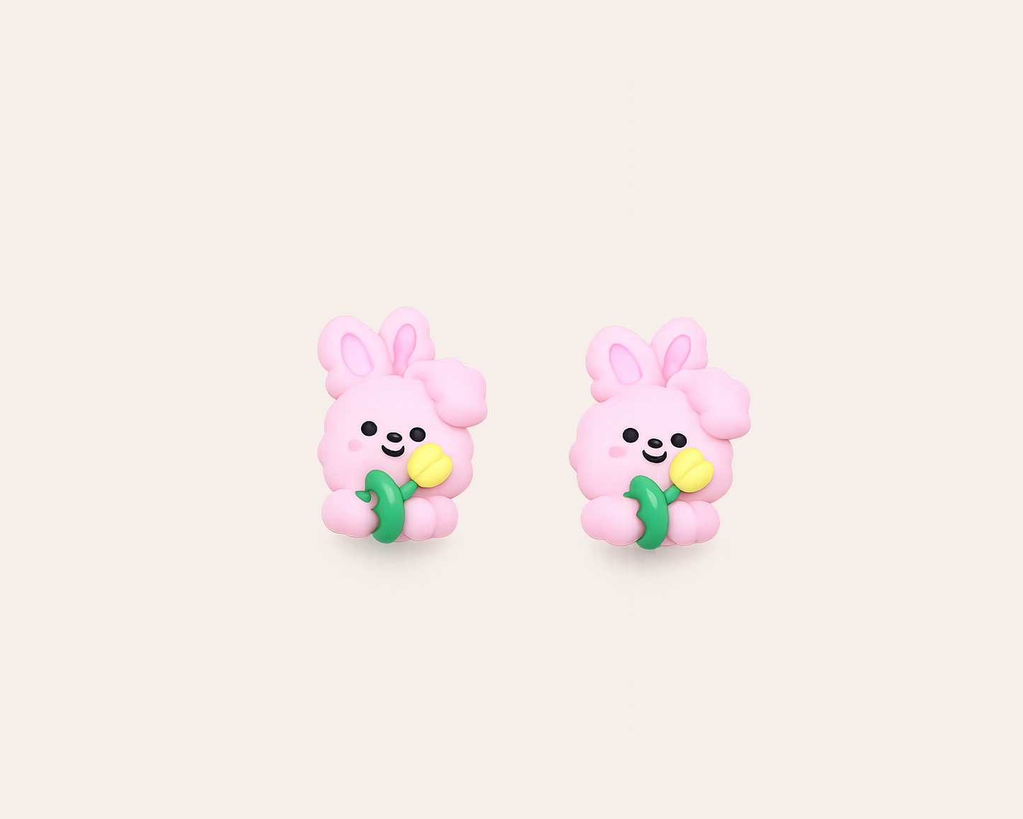 Minis: Niedliche Kinderohrclips aus Harz - Pink Bunny