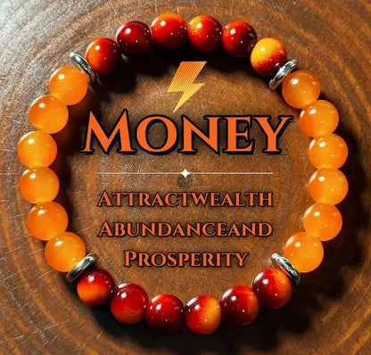 Attract Wealth: Handgemachtes Perlenarmband mit Naturstein