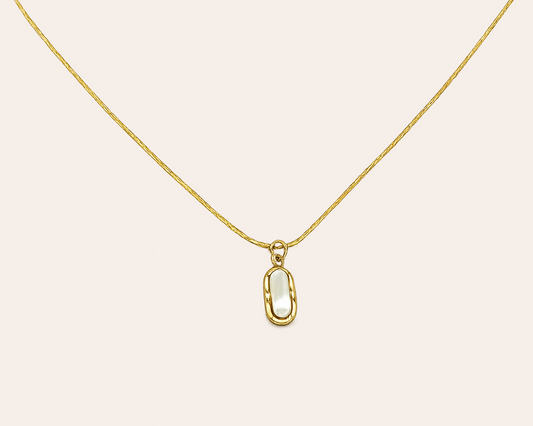 Edelstahl Halskette mit weißem Stein - Layering Kette für Damen