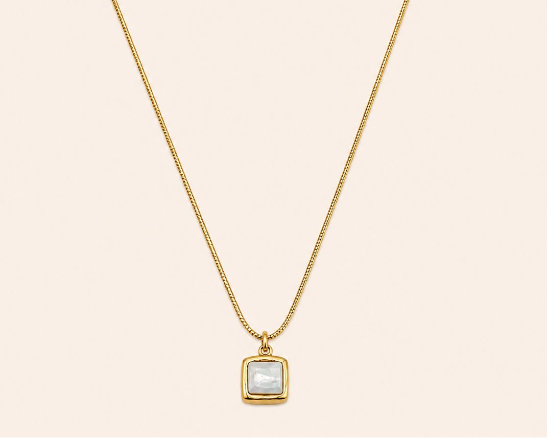 Damen-Halskette mit geometrischem Anhänger aus Edelstahl – Goldfarben & wasserfest