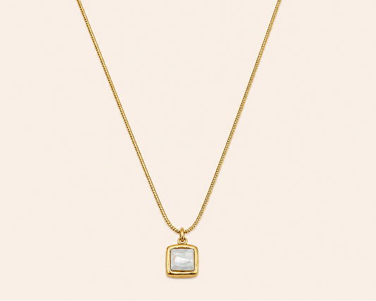 Damen-Halskette mit geometrischem Anhänger aus Edelstahl – Goldfarben & wasserfest