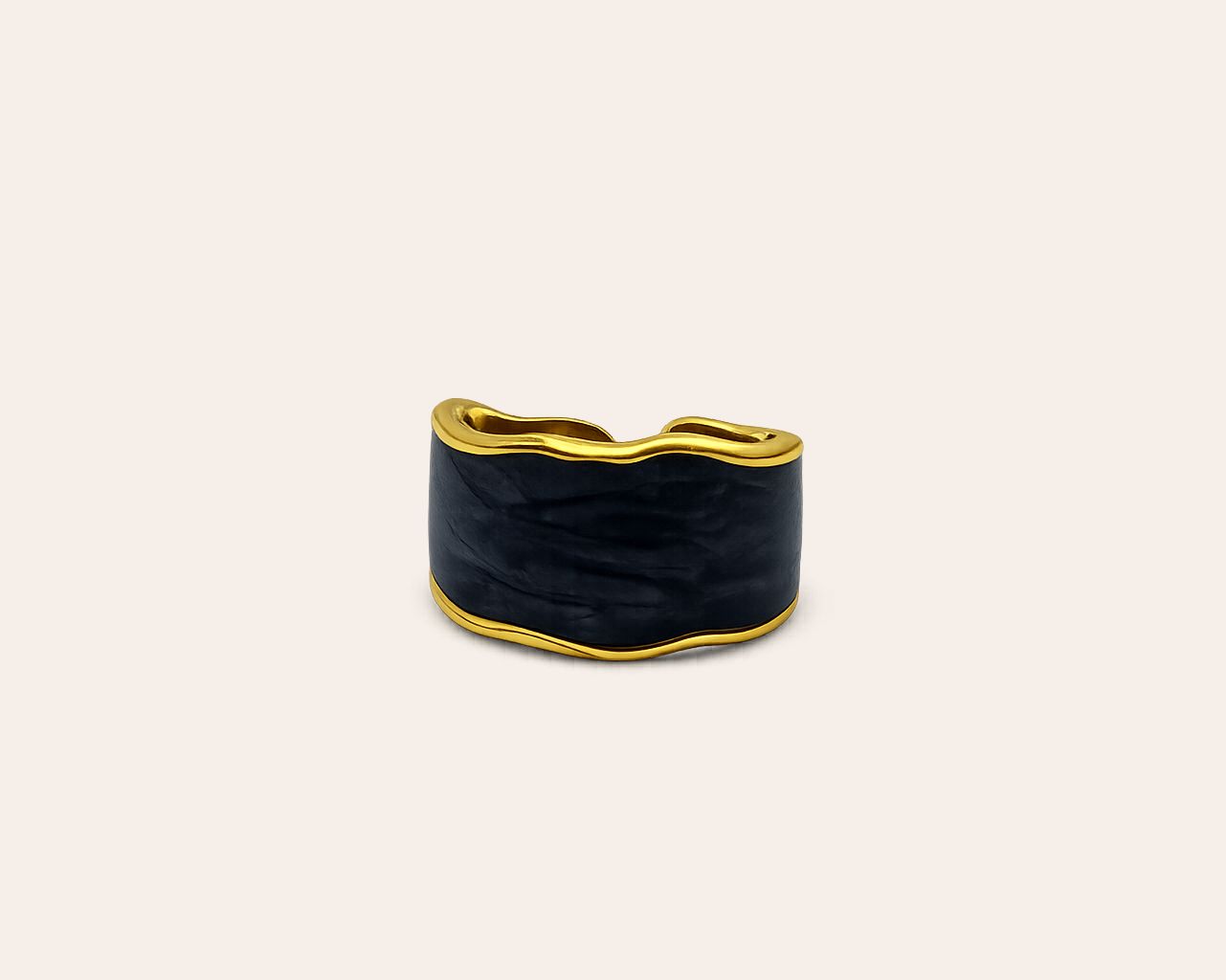 Geometrischer Ring aus Edelstahl: Schwarz