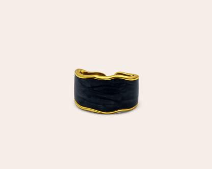 Geometrischer Ring aus Edelstahl: Schwarz