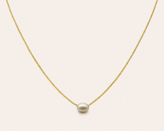 Damen Halskette mit Süßwasserperle aus Edelstahl – Goldfarben