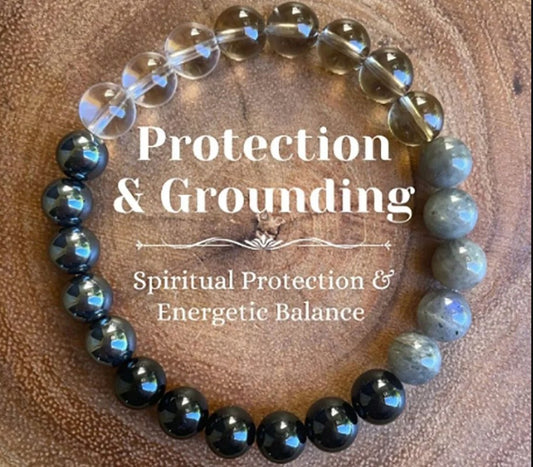 Protection & Grounding: Handgemachtes Perlenarmband mit Naturstein