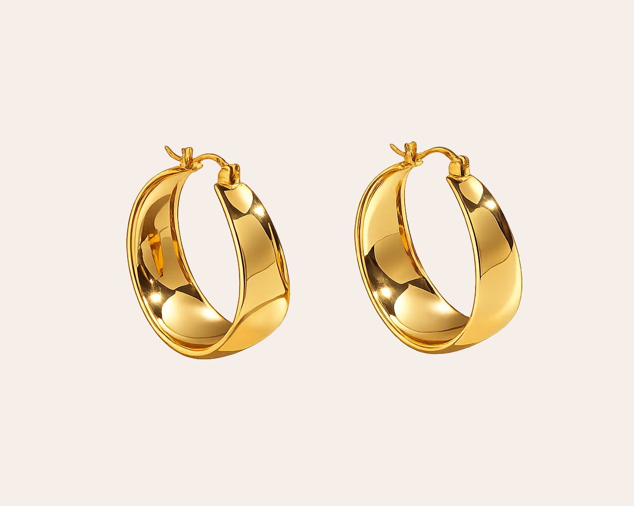 Creolen aus Edelstahl 304 – Vergoldete Reifohrringe für Damen (33 mm)