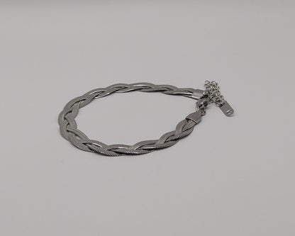 Modernes Edelstahl-Armband im Snake-Style – Silberfarbe