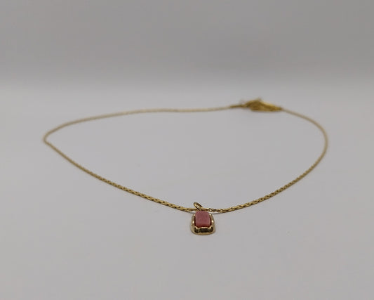 Edelstahl Halskette mit rotem Stein – Elegante Statement Kette