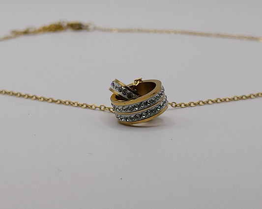 Elegante Goldfarbene Halskette mit Strass-Anhänger