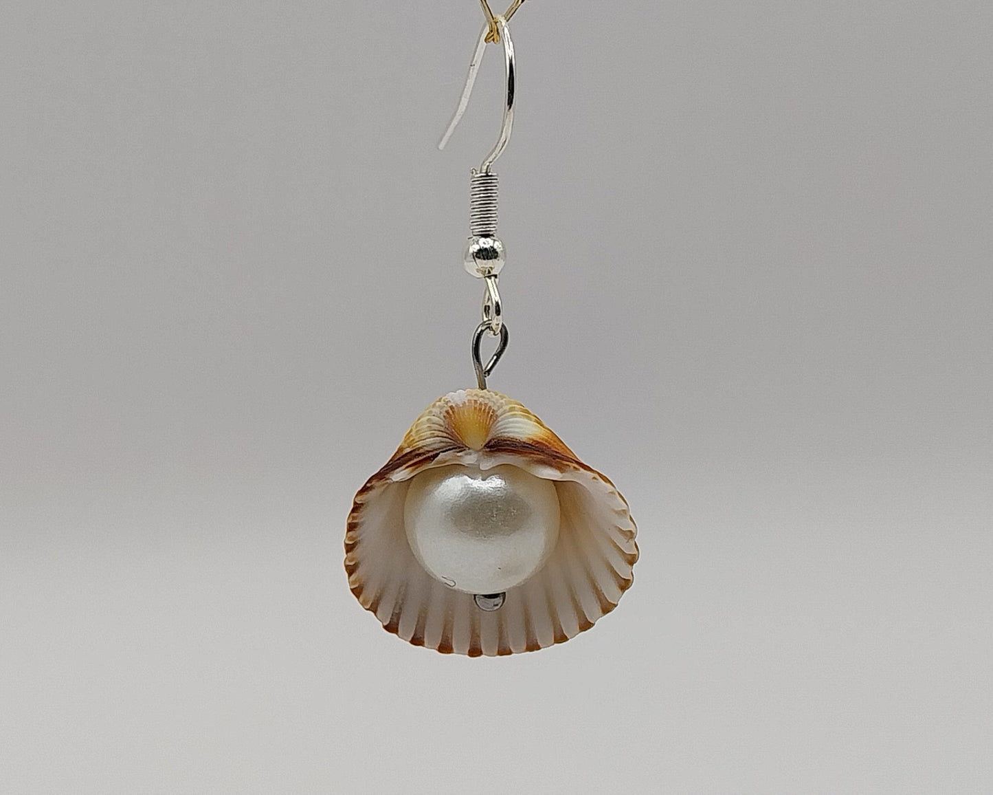 Muscheln Ohrringen mit Perle – handgemacht; natürlich schön