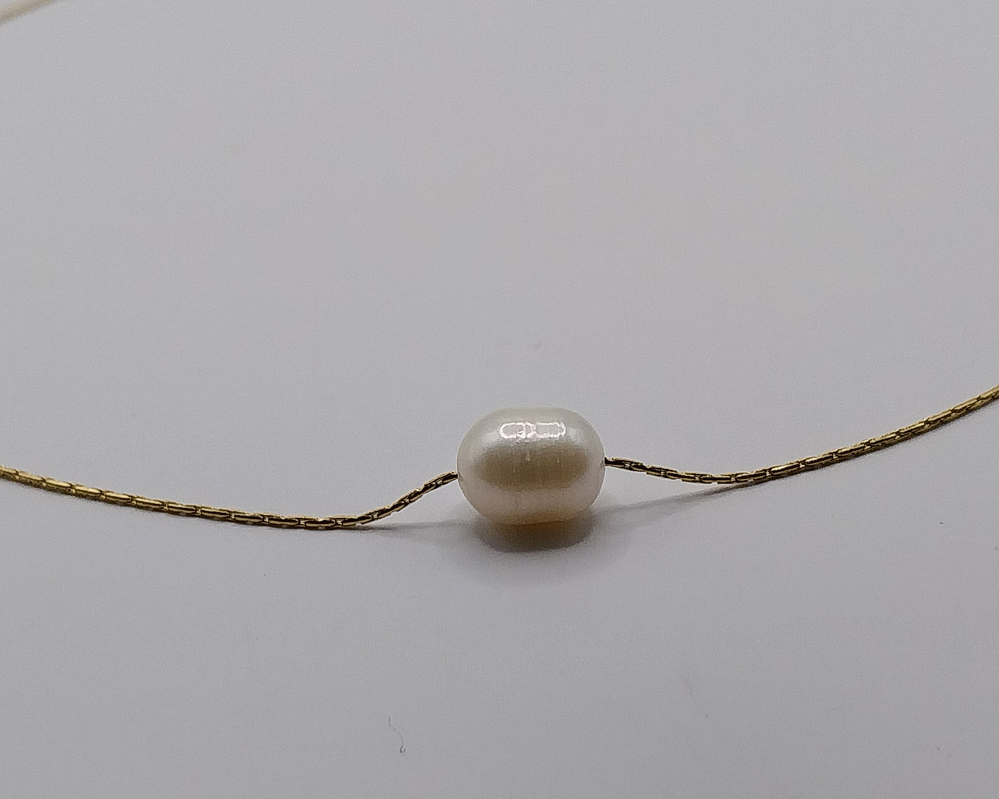 Damen Halskette mit Süßwasserperle aus Edelstahl – Goldfarben