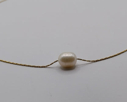 Damen Halskette mit Süßwasserperle aus Edelstahl – Goldfarben