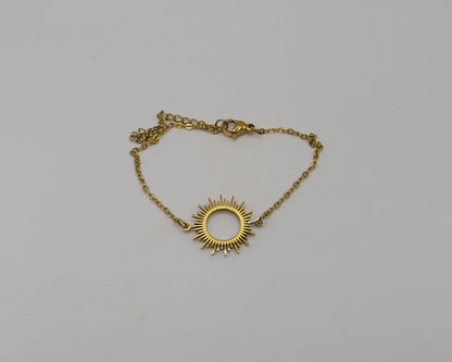 Edelstahl Armband mit Sonnenkreis – Boho Charm Armband für Damen