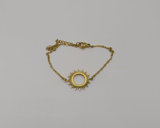 Edelstahl Armband mit Sonnenkreis – Boho Charm Armband für Damen