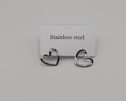 Herzförmige Ohrringe aus Edelstahl 304| Farbe: Silber