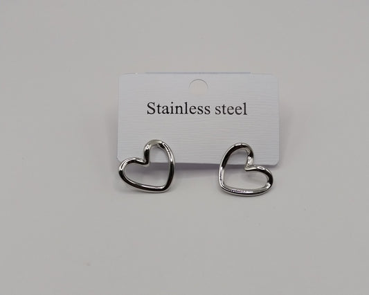 Herzförmige Ohrringe aus Edelstahl 304| Farbe: Silber