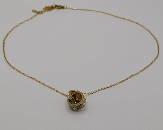 Elegante Goldfarbene Halskette mit Strass-Anhänger