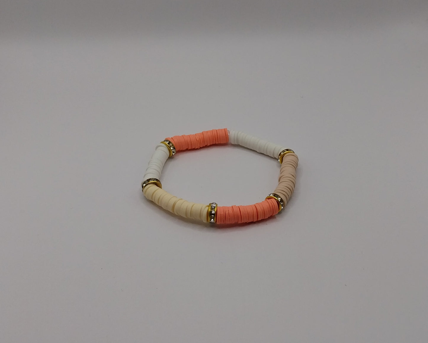 🌞 Handgemachtes Armband – Orange, Beige &amp; Gold für deinen Sommer-Look 🌞