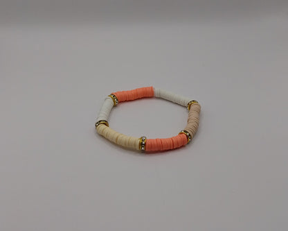 🌞 Handgemachtes Armband – Orange, Beige &amp; Gold für deinen Sommer-Look 🌞