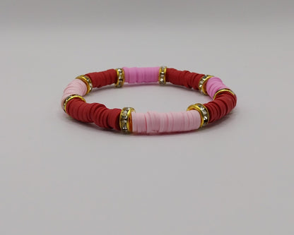 💖 Handgemachtes Armband – Pink, Lila &amp; Rot mit Goldakzenten 💖