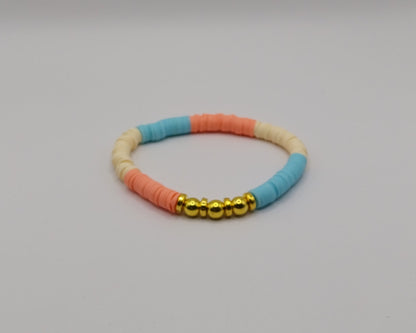 🌺 Handgemachtes Armband – Orange, Gelb &amp; Türkis mit goldfarbenen Details 🌺