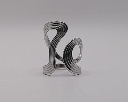 Großer Wellen Statement-Ring aus Edelstahl – Silber, Waterproof & Hypoallergen, Moderner Damenring