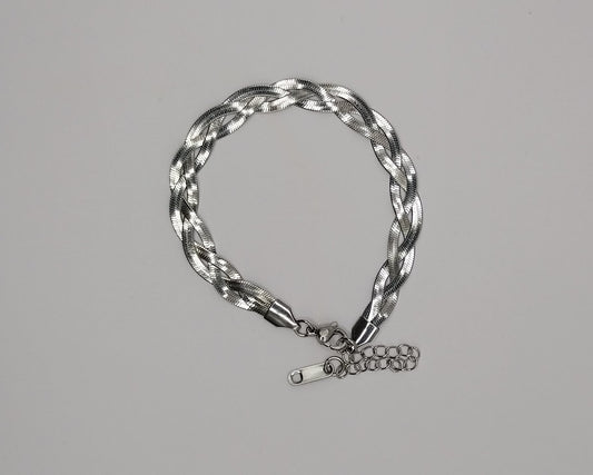 Modernes Edelstahl-Armband im Snake-Style – Silberfarbe
