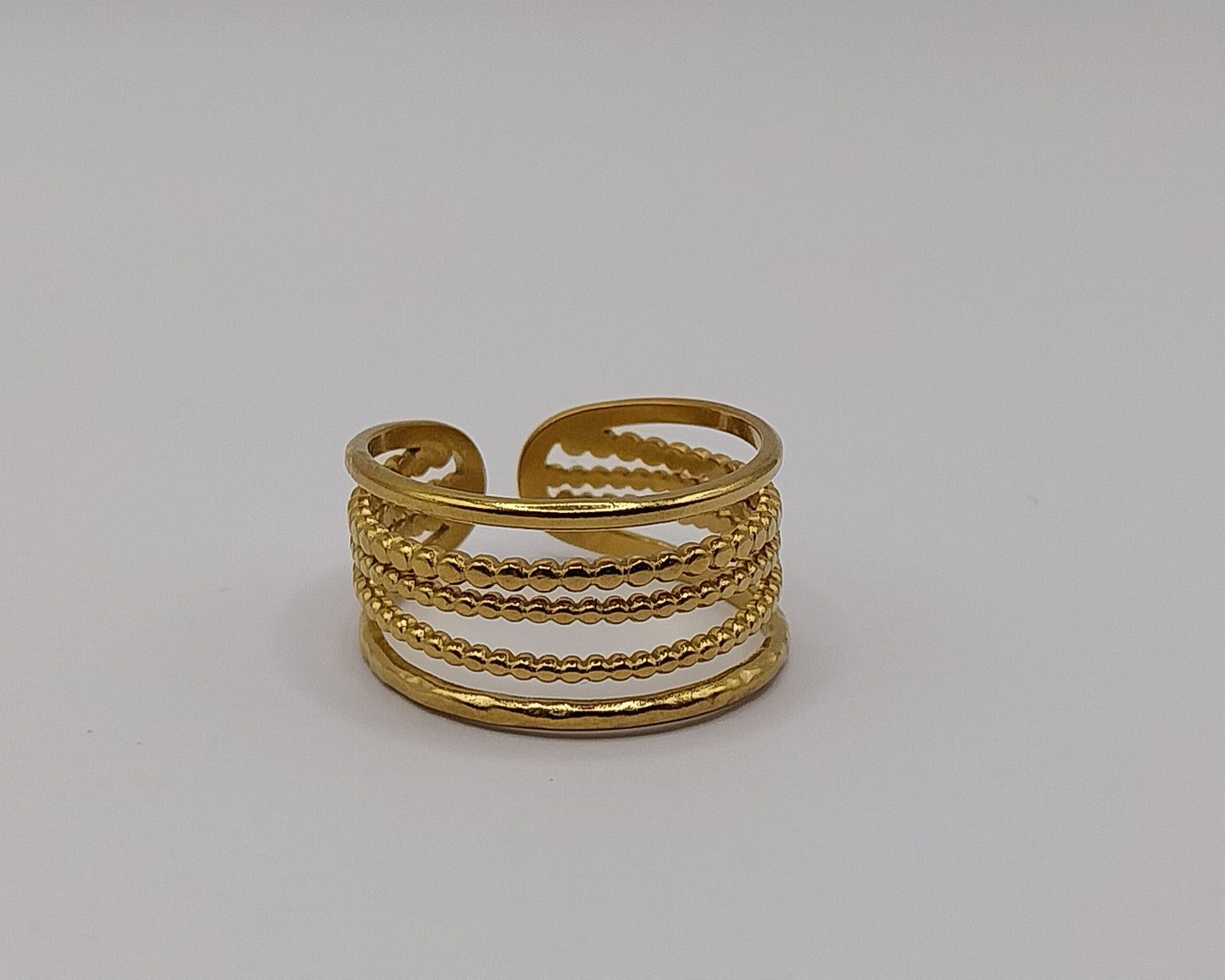 Offener Goldring mit filigranen Linien – Mehrreihiger Look