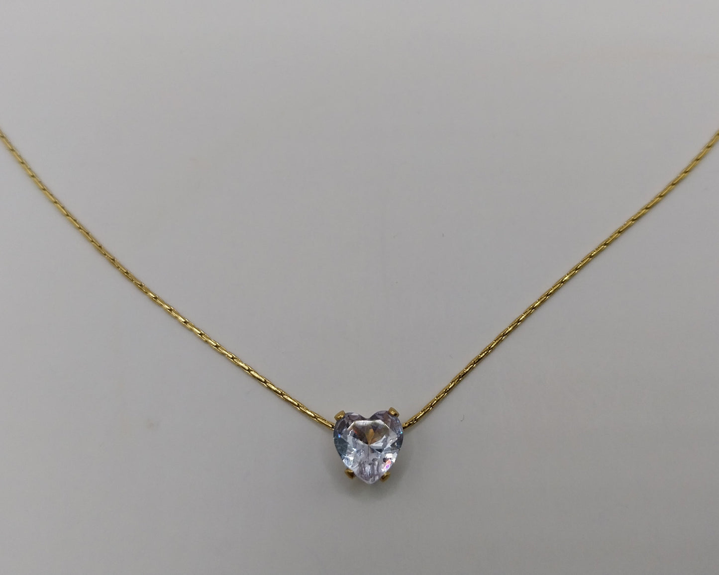 Edelstahl Halskette mit Herz-Zirkon Anhänger