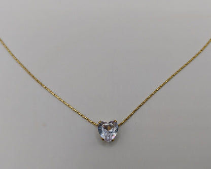 Edelstahl Halskette mit Herz-Zirkon Anhänger