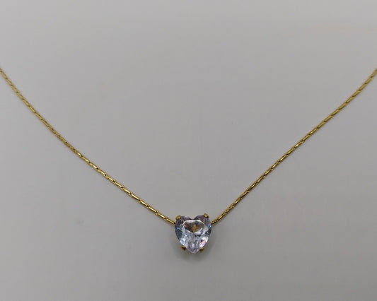 Edelstahl Halskette mit Herz-Zirkon Anhänger