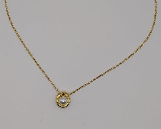 Halskette – Goldfarbene Perlenkette aus Edelstahl
